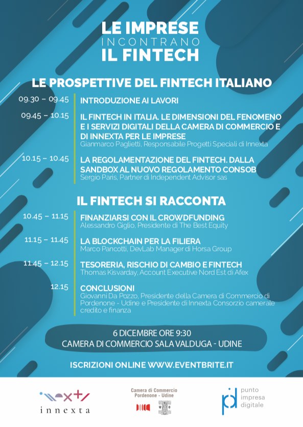 Scopri di più sull'articolo Fintech, servizi innovativi per le imprese: venerdì 6 dicembre a Udine l’approfondimento
