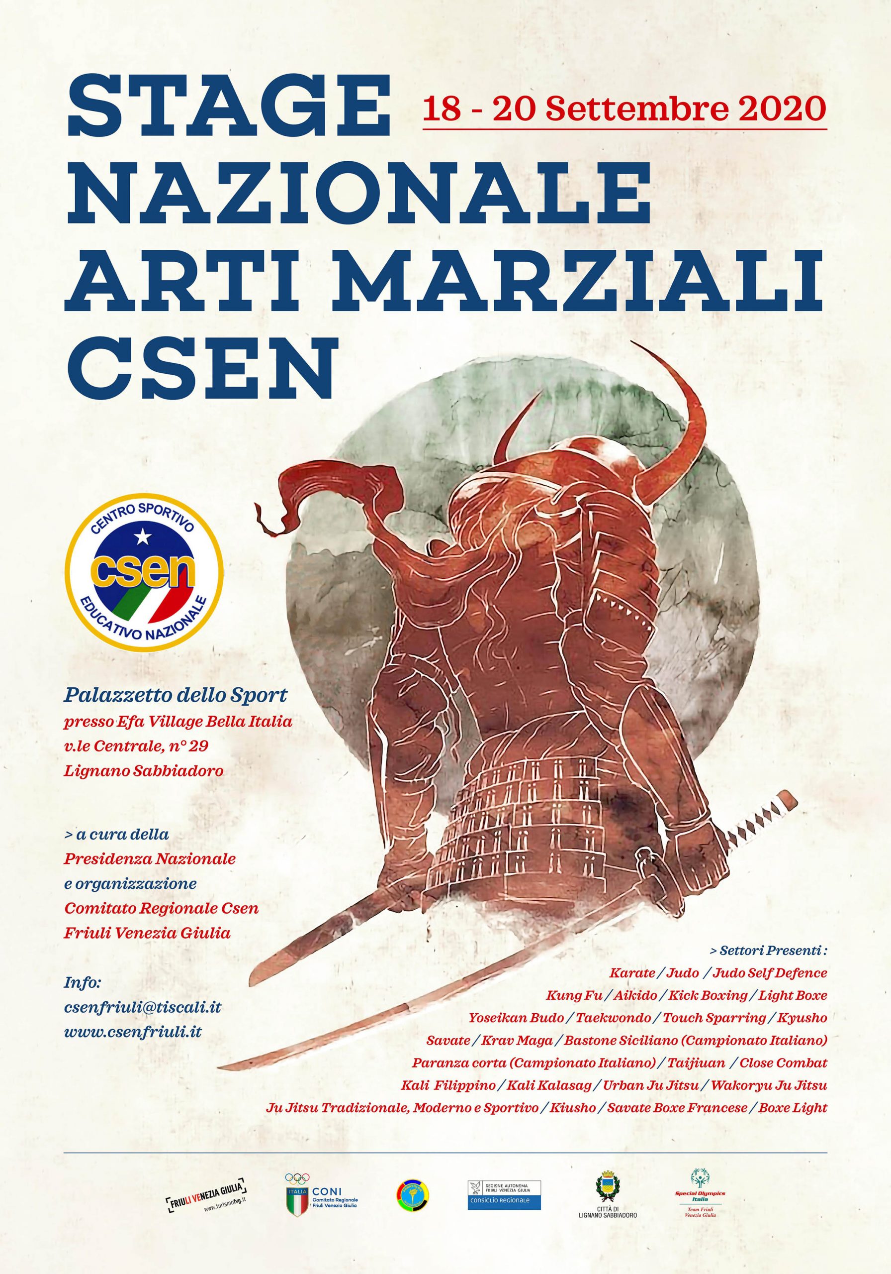Al momento stai visualizzando Da tutta Italia dal 18 al 20 settembre a Lignano per lo stage di arti marziali targato Csen