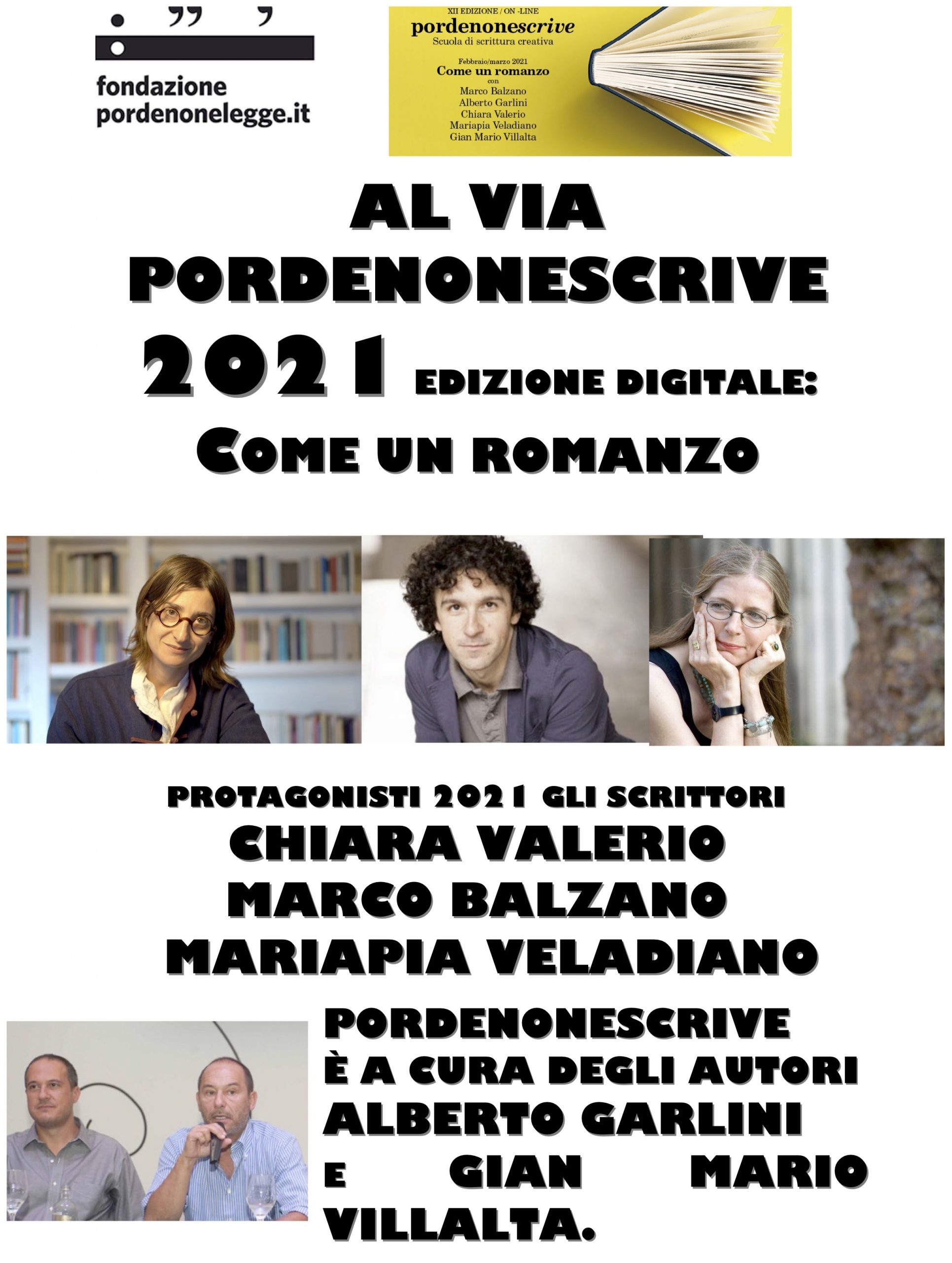 Al momento stai visualizzando Pordenonescrive 2021 edizione digitale al via il 2 febbraio con Mariapia Veladiano, Chiara Valerio, Marco Balzano