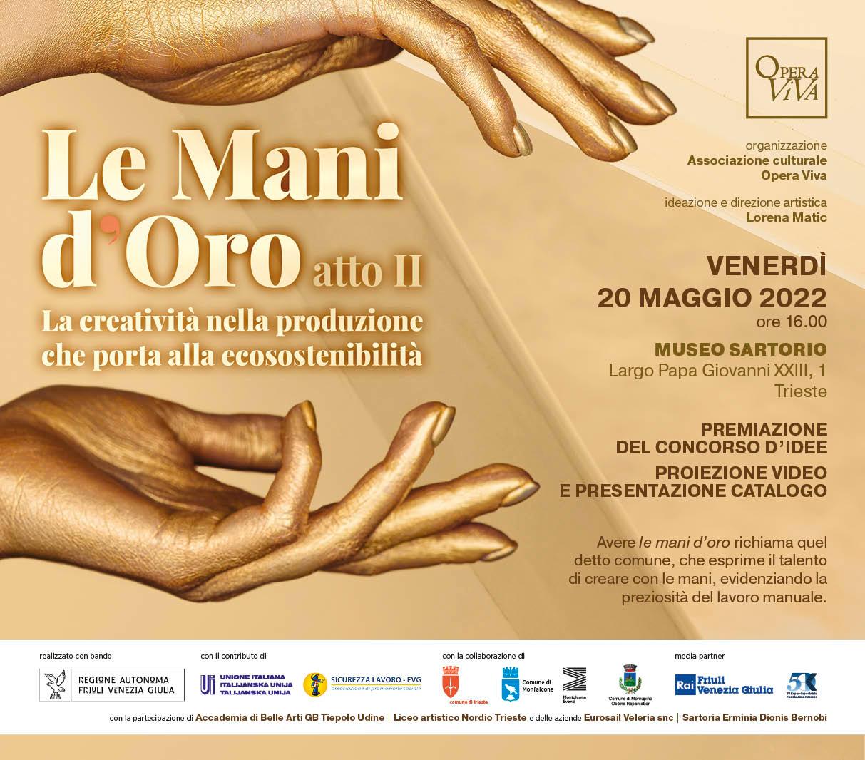 Al momento stai visualizzando “Le mani d’oro”, premiazione del concorso d’idee venerdì 20 maggio al Museo Sartorio di Trieste