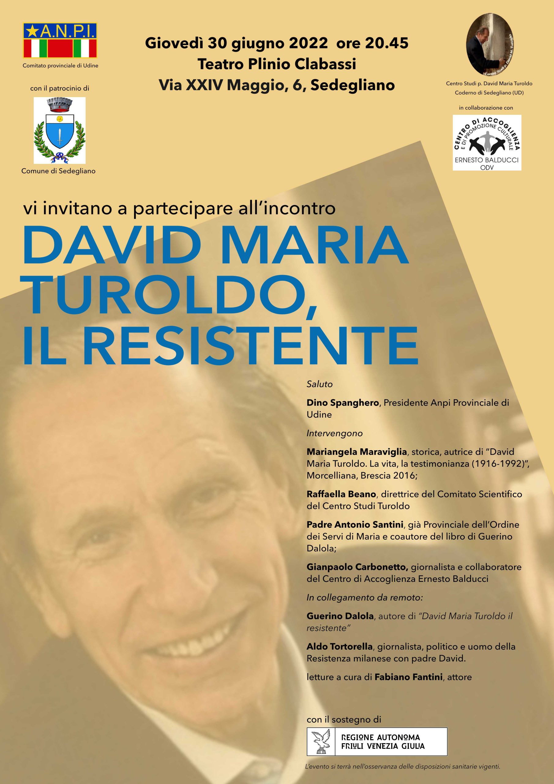 Scopri di più sull'articolo David Maria Turoldo, il resistente: un convegno a Sedegliano giovedì 30 giugno