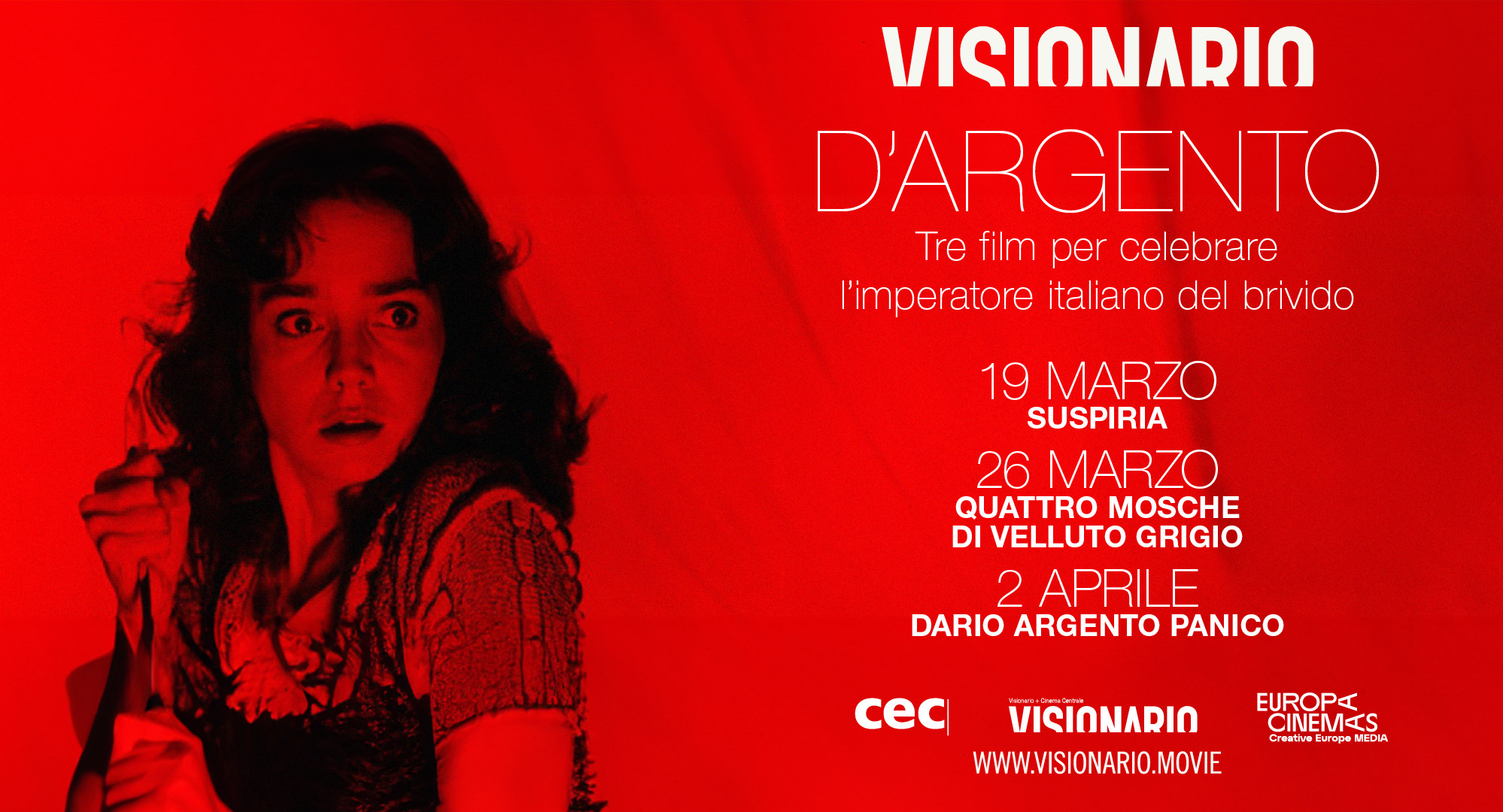 Al momento stai visualizzando D’ARGENTO -Al Visionario tre film per celebrare l’imperatore italiano del brivido!